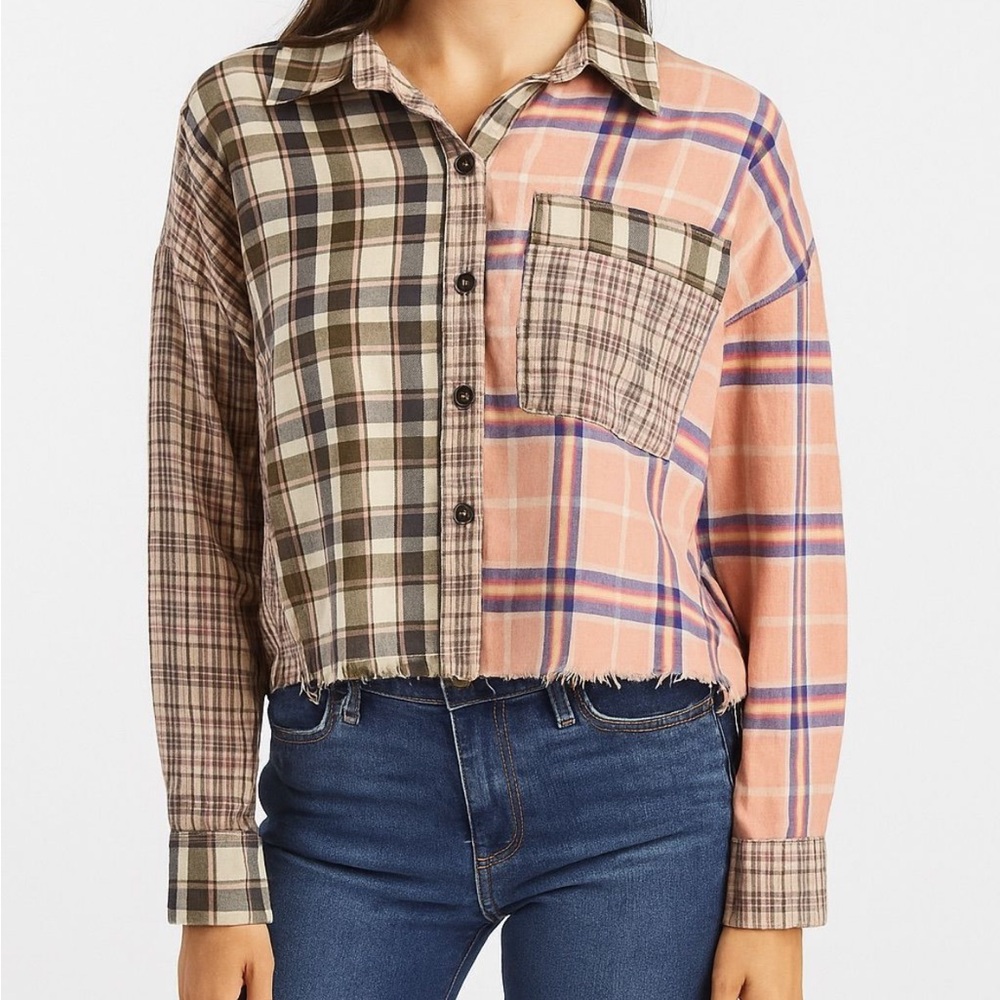 Dance and Marvel plaid‎ button-up, size large, NWT